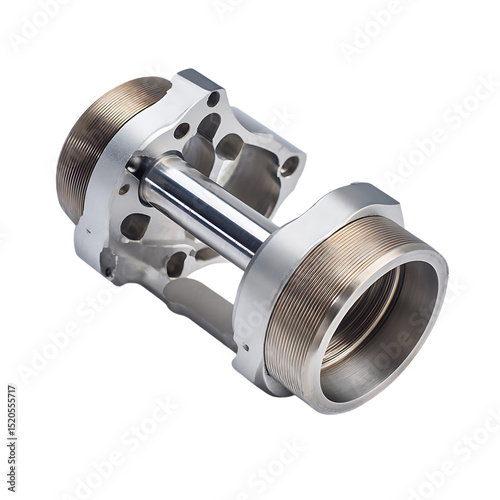 Industrial Metal Mechanical Part Isolated on Transparent Background Studio Shot Fine Detail
