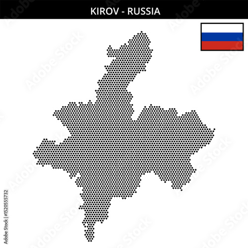 Small hexagonal dotted map of Kirov in Russia