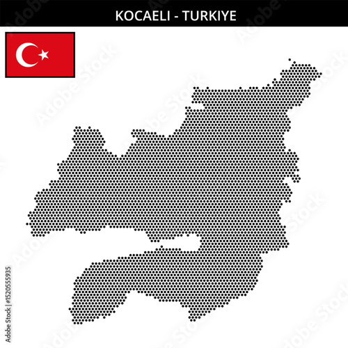 Small hexagonal dotted map of kocaeli in Turkiye