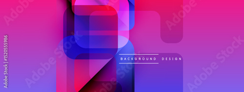 Abstract geometric shapes, vibrant purple hues, modern design. Gradient transitions create dynamic visual effect. Minimalist style.