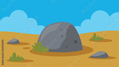 Rocky Cartoon Boulder Resting Spot Outdoors Vector illustration Background