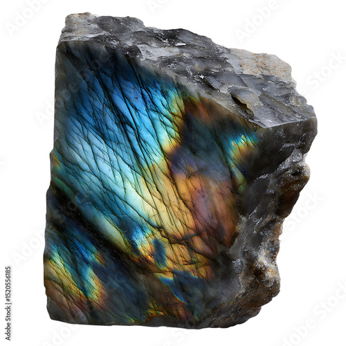 Gorgeous Labradorite Gemstone Cutout Specimen Against PNG Background For Graphic Design Projects