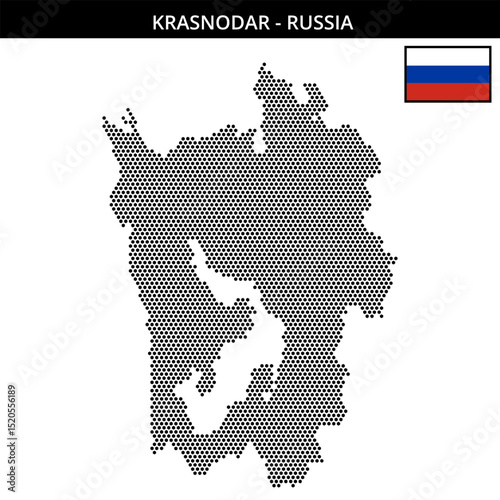 Small hexagonal dotted map of krasnodar in Russia