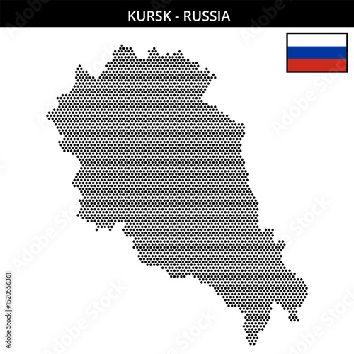 Small hexagonal dotted map of kursk in Russia