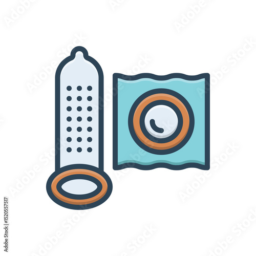 Color illustration icon for condom
