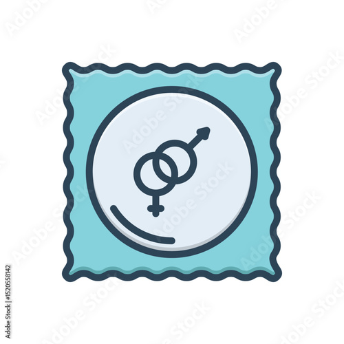 Color illustration icon for safe sex