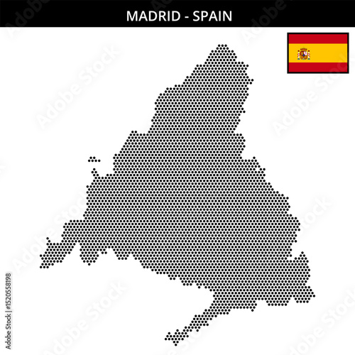 Small hexagonal dotted map of madrid in Spain