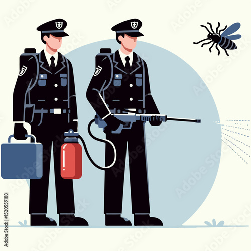 illustration of someone exterminating insects