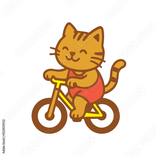 Cute Cartoon Cat Riding a Bicycle