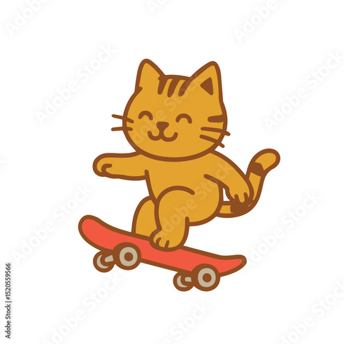Cat skateboarding and enjoying a sunny day