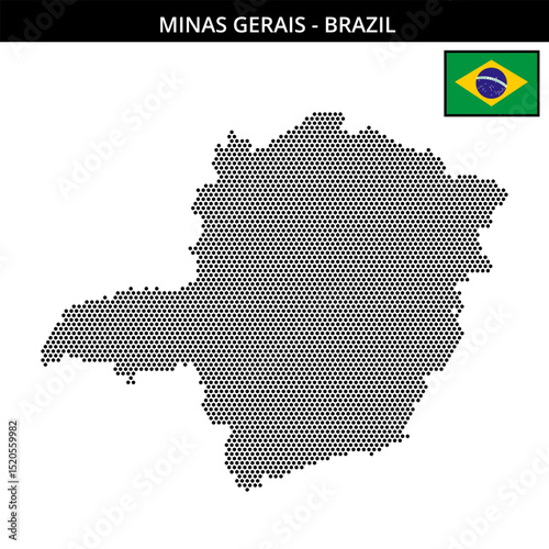 Small hexagonal dotted map of minas-gerais in Brazil