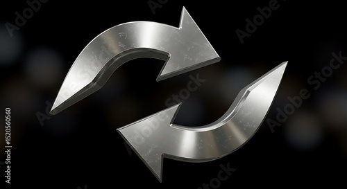Metallic 3D image of rotate double arrow repeat 3D
