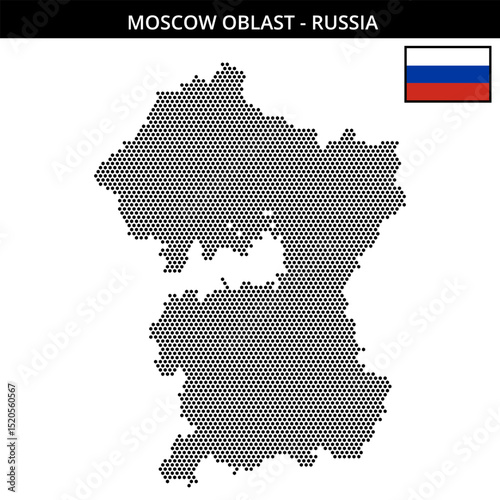 Small hexagonal dotted map of Moscow-Oblast in Russia