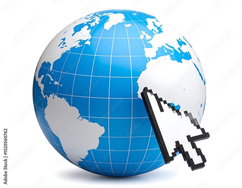 Fototapeta premium 3D globe with a cursor pointing at it