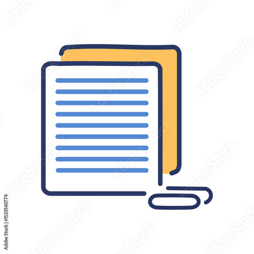 A neat stack of papers with a few paper clips placed beside it. 