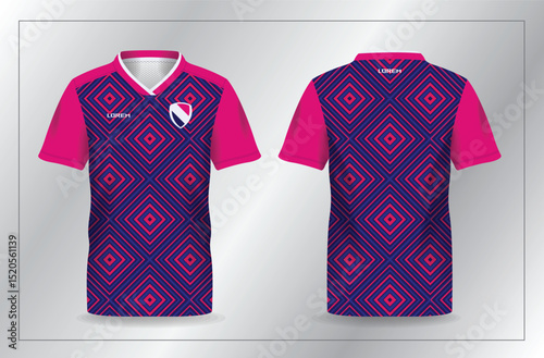 blue and pink sport jersey for football and soccer shirt template