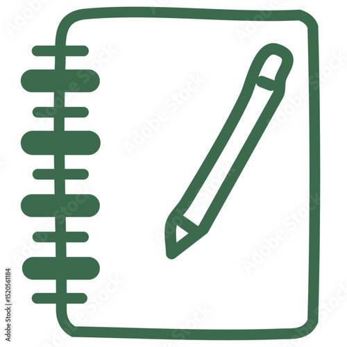 A spiral-bound notebook with a pen resting on top, slightly angled 