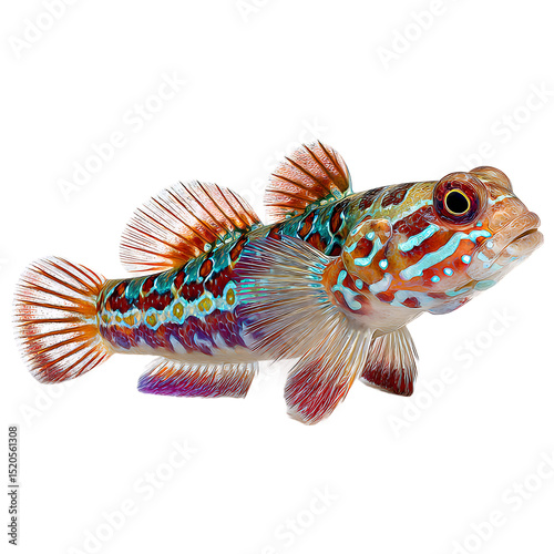 Exotic Mandarin Dragonet Fish Transparent Background Cutout Aquatic Sea Animal Illustration