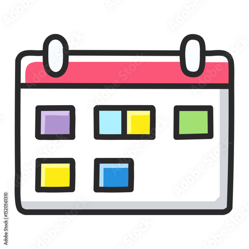 A wall calendar with colorful sticky notes attached to it. 