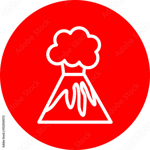 Volcano Eruption Vector Line Icon Design