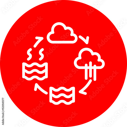 Water Cycle Vector Line Icon Design
