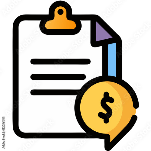Financial Document with Dollar Sign Icon Representing Monetary Transactions and Agreements