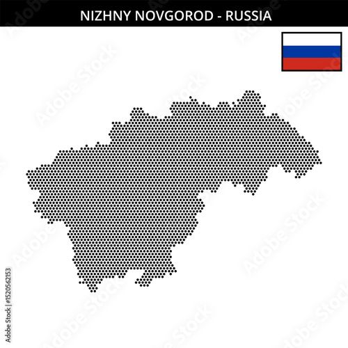 Small hexagonal dotted map of Nizhny-Novgorod in Russia