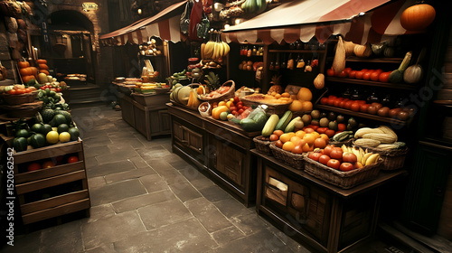 Fresh fruit and vegetables displayed at a market stall for healthy shopping