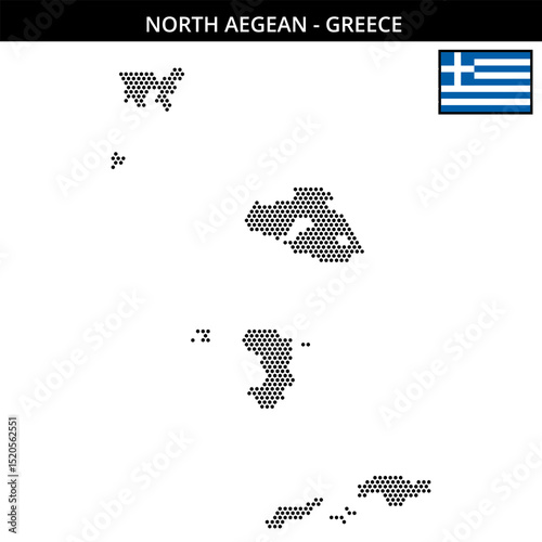 Small hexagonal dotted map of north-aegean of greece