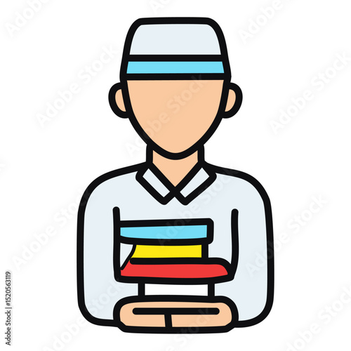 Student with Islamic Books 