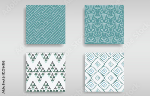 modern and classic fabric vector pattern set.geometric traiangle shpae.