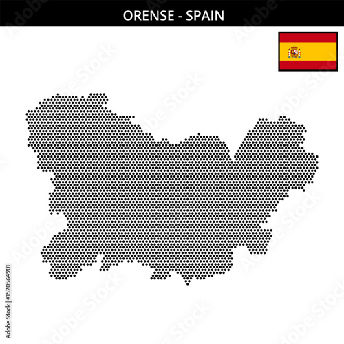 Small hexagonal dotted map of orense in Spain