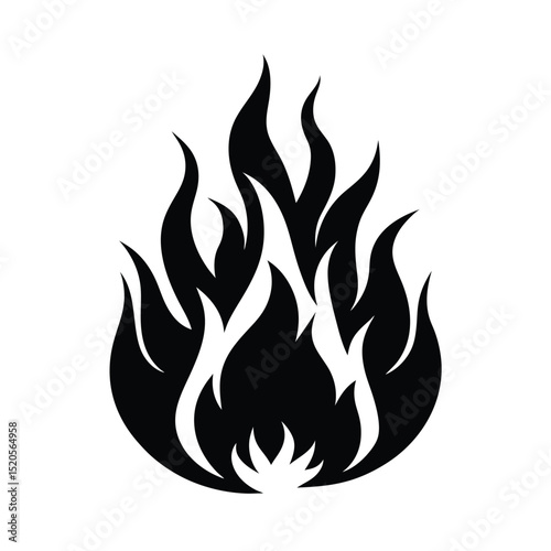 Fire Flame with Smoke Bold Icon Vector Illustration