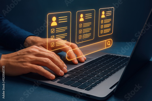 Streamlining Recruitment A Digital Search for the Ideal Candidate with Online Resume Screening and Automated Applicant Tracking System on Laptop