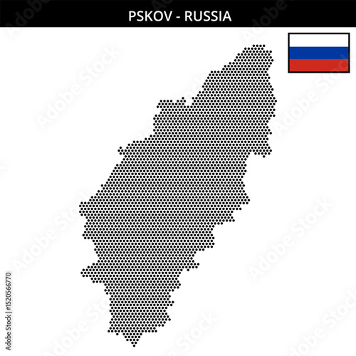 Small hexagonal dotted map of Pskov in Russia