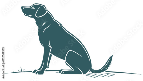 Dog silhouette vector illustration, labrador retriever breed, pet animal graphic design, sitting pose art