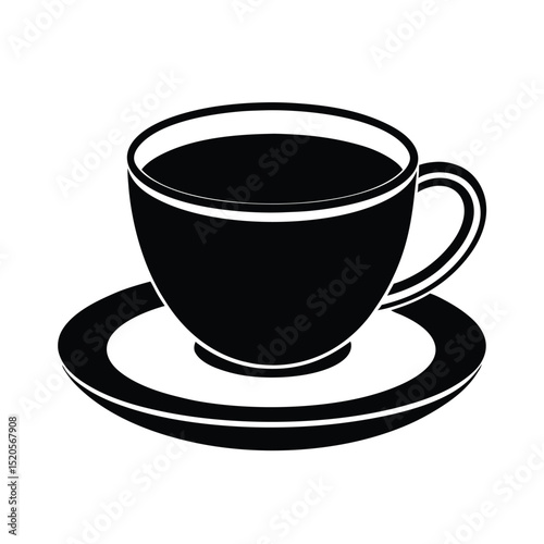 Silhouette of a Coffee Cup on a Saucer Icon Vector Illustration