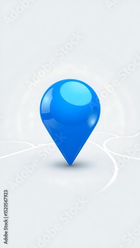 Glossy blue map pointer location navigation