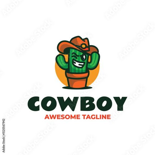 Mascot Cowboy Cactus Logo Design