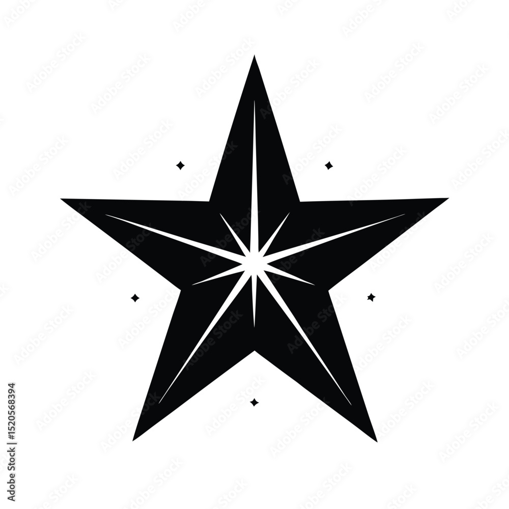Fototapeta premium Star with Glowing Effect Magical Silhouette Icon Vector Illustration