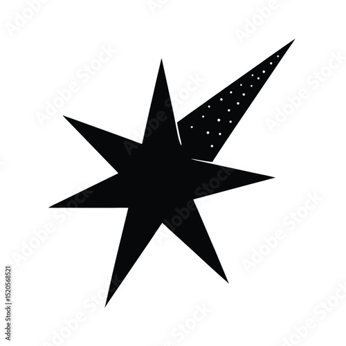 Star with Trailing Sparkles Night Sky Silhouette Icon Vector Illustration