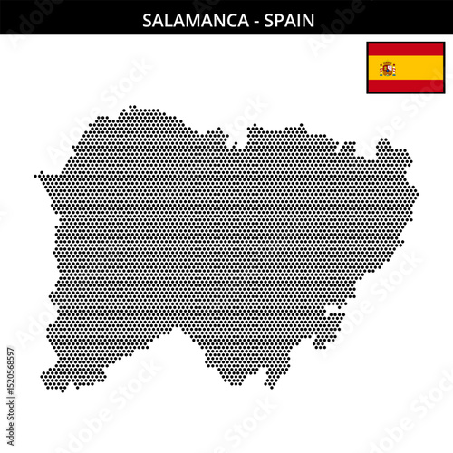 Small hexagonal dotted map of salamanca in Spain