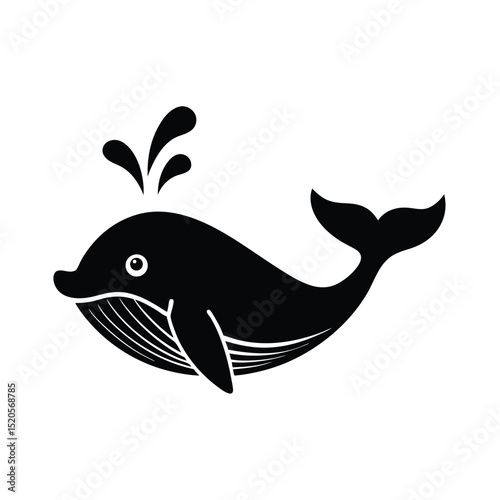 Whale Spouting Water Ocean Icon Vector Illustration