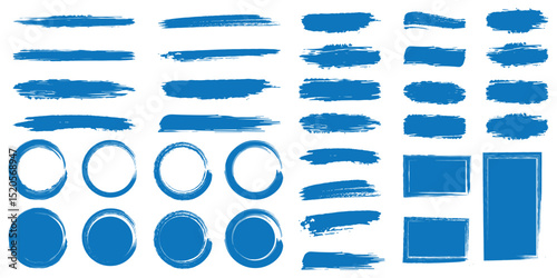 Brush strokes vector. Set of text boxes. Paintbrush collection. Grunge design elements. Brushes, lines, frames, buttons, grungy rough grunge thick paint line texture. Brush line set. eps 10