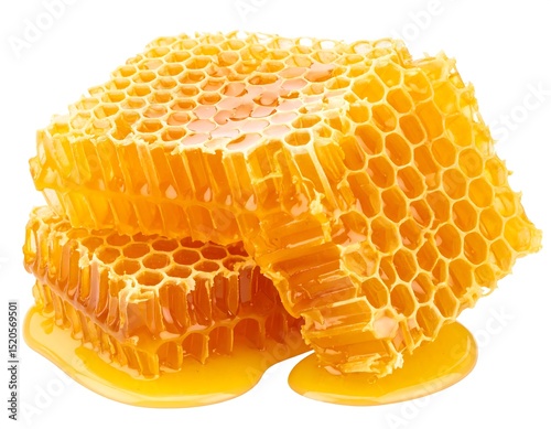 Honeycomb pieces drizzled with honey