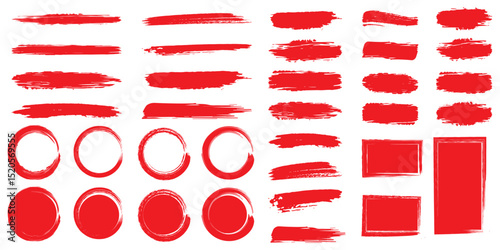 Brush strokes vector. Set of text boxes. Paintbrush collection. Grunge design elements. Brushes, lines, frames, buttons, grungy rough grunge thick paint line texture. Brush line set. eps 10