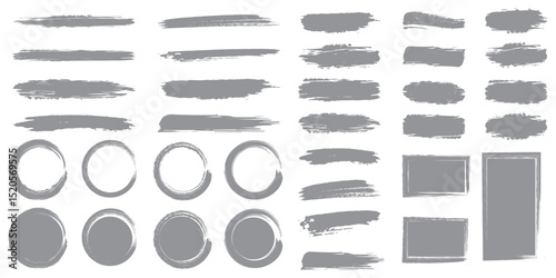 Brush strokes vector. Set of text boxes. Paintbrush collection. Grunge design elements. Brushes, lines, frames, buttons, grungy rough grunge thick paint line texture. Brush line set. eps 10