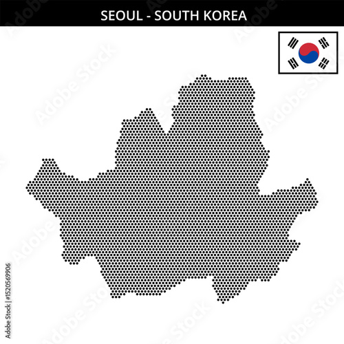 Small hexagonal dotted map of seoul in South Korea