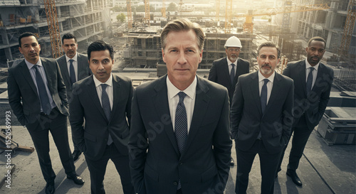Business leaders standing on a construction site