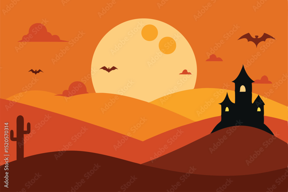 Naklejka premium vector illustration of a desert landscape